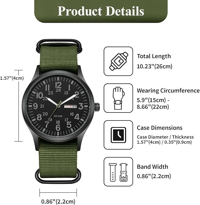 Mens Outdoor Watch Waterproof Scratch Resistant Case