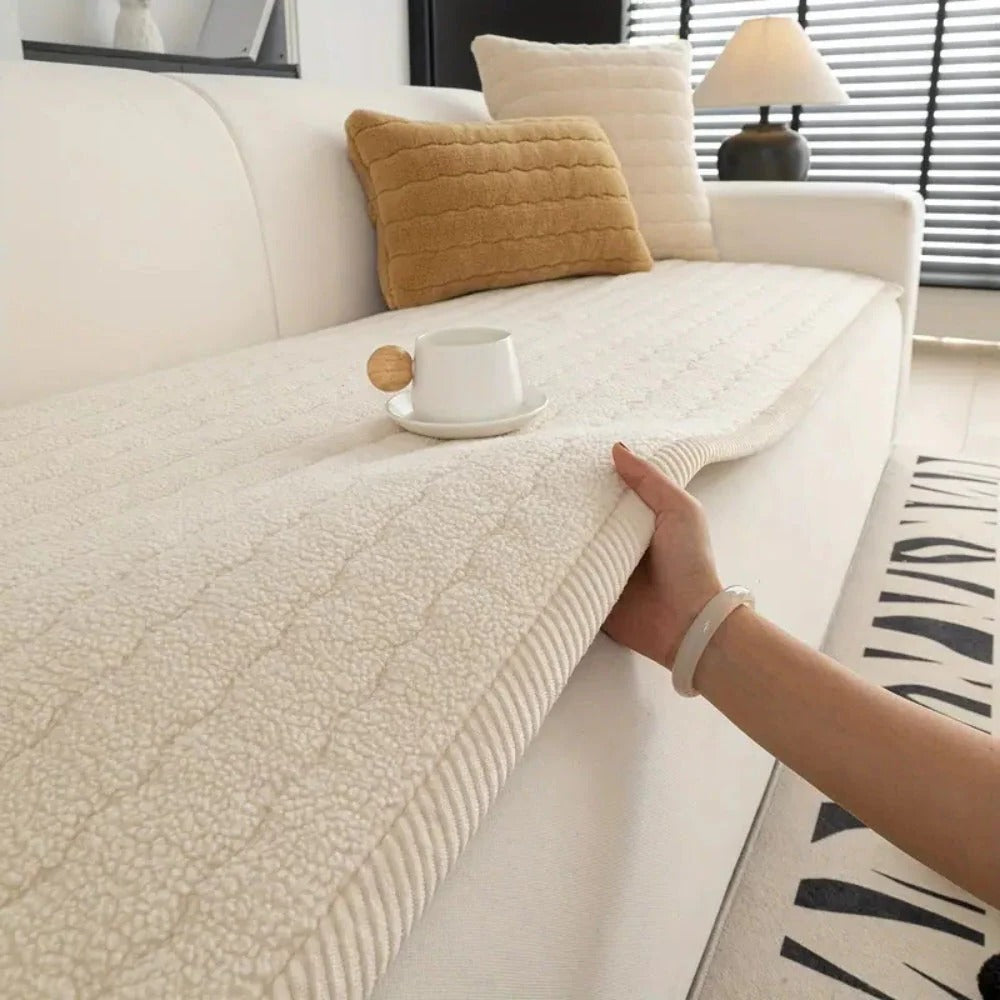Plush Sofa Cover Thick Textured Fabric