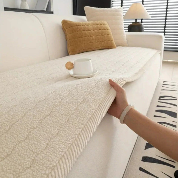 Plush Sofa Cover Thick Textured Fabric