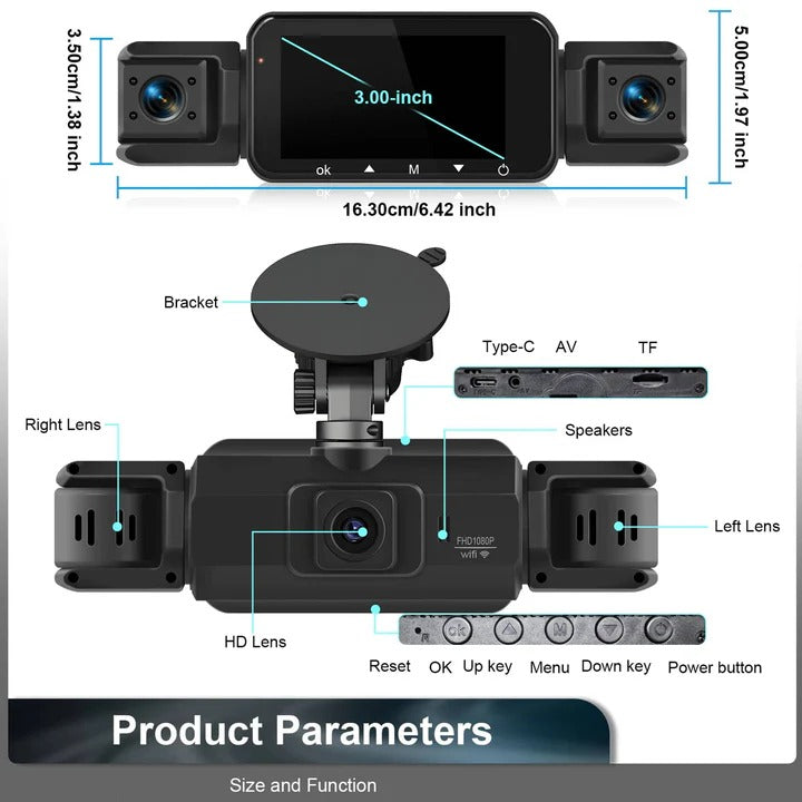 Car Dash Camera System with Night Vision and WiFi Connectivity