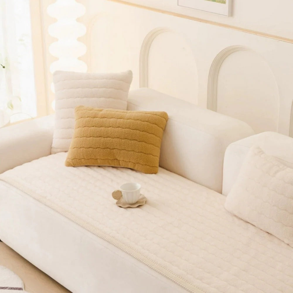Plush Sofa Cover Thick Textured Fabric - Lenila