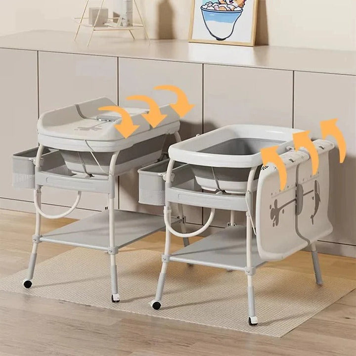 Foldable Baby Changing Table Height Adjustable for Bath Use