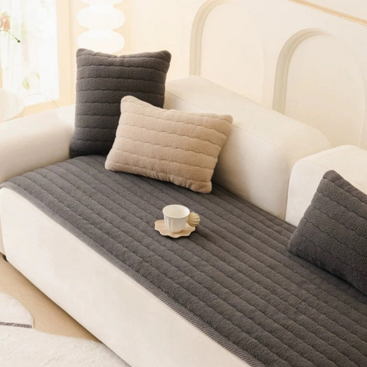 Plush Sofa Cover Thick Textured Fabric