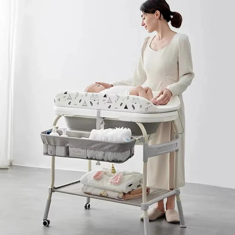 Foldable Baby Changing Table Height Adjustable for Bath Use