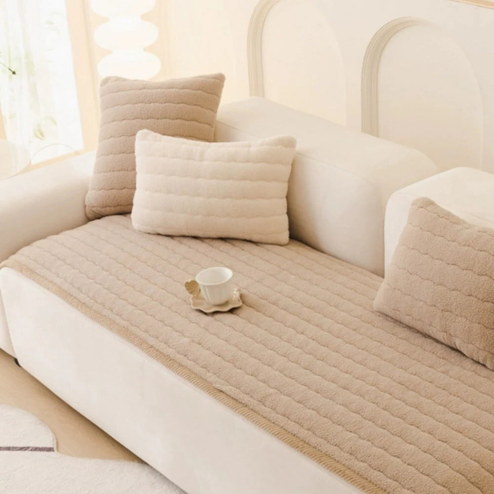 Plush Sofa Cover Thick Textured Fabric