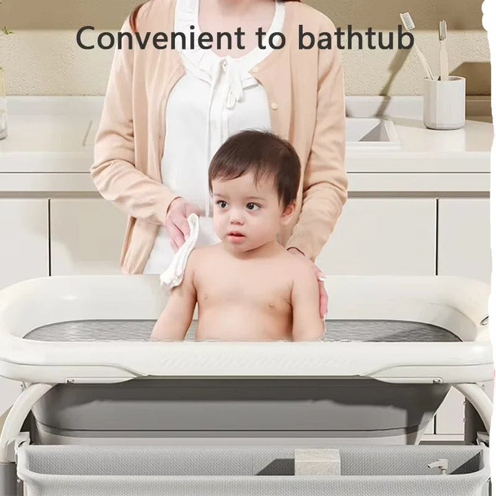 Foldable Baby Changing Table Height Adjustable for Bath Use