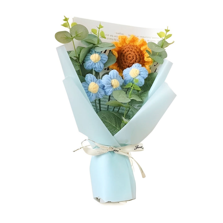 Decorative Knitted Floral Arrangement with Sunflowers and Daisies