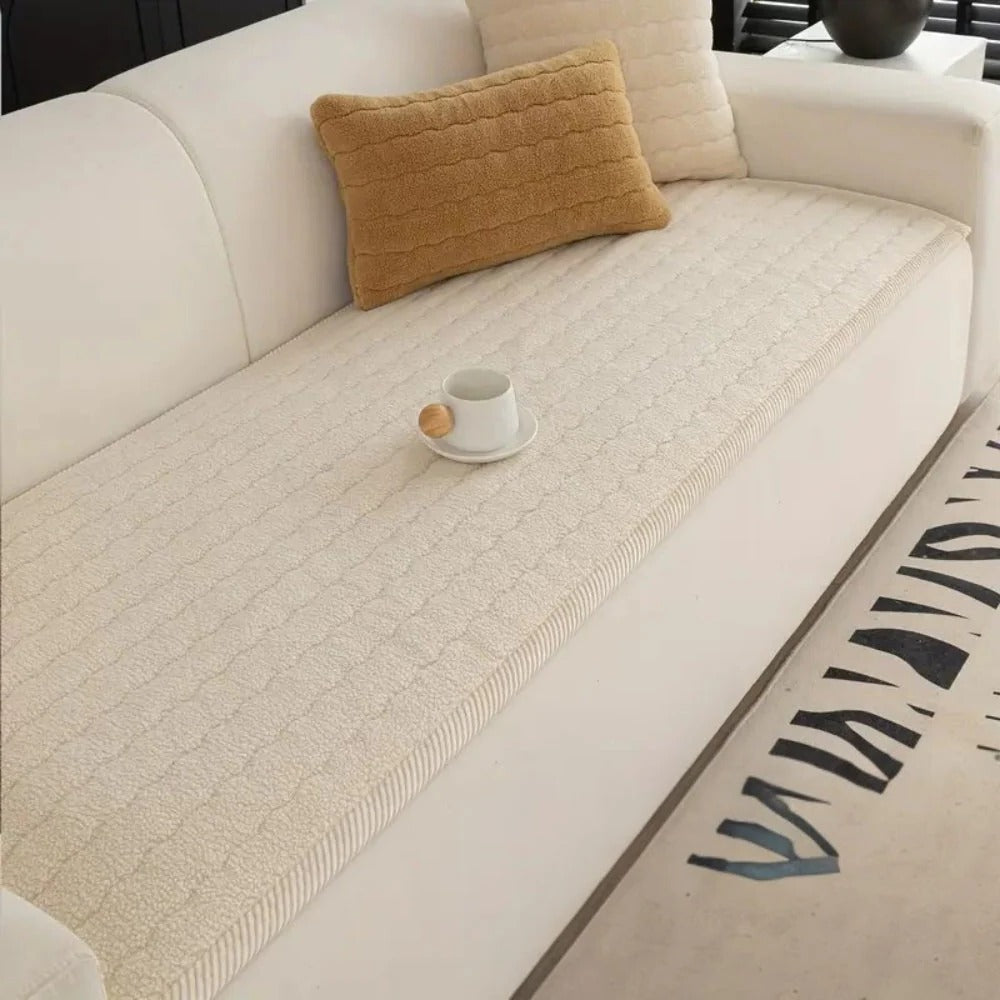 Plush Sofa Cover Thick Textured Fabric