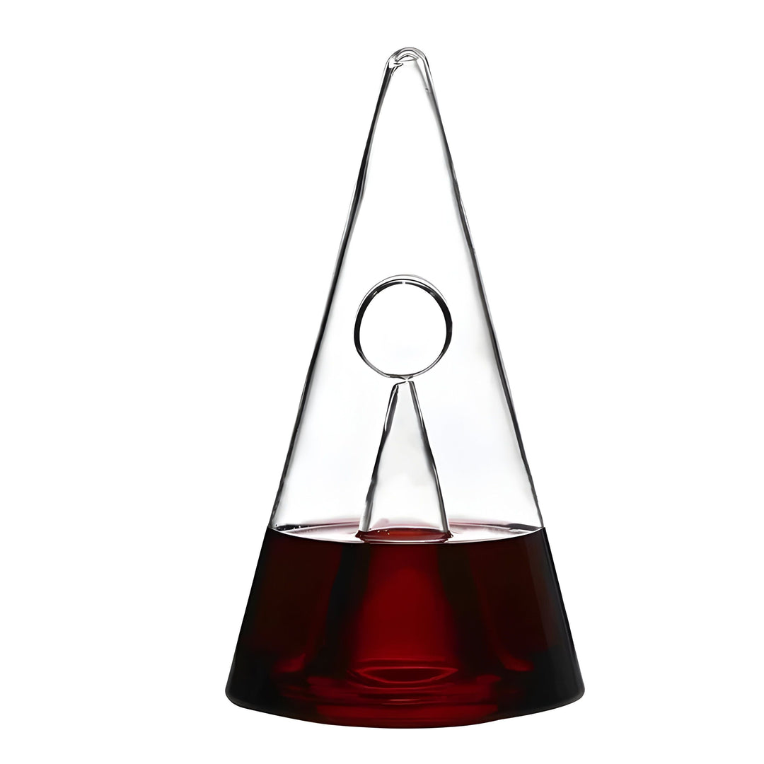 Glass Waterfall Decanter with Double Pyramid Design
