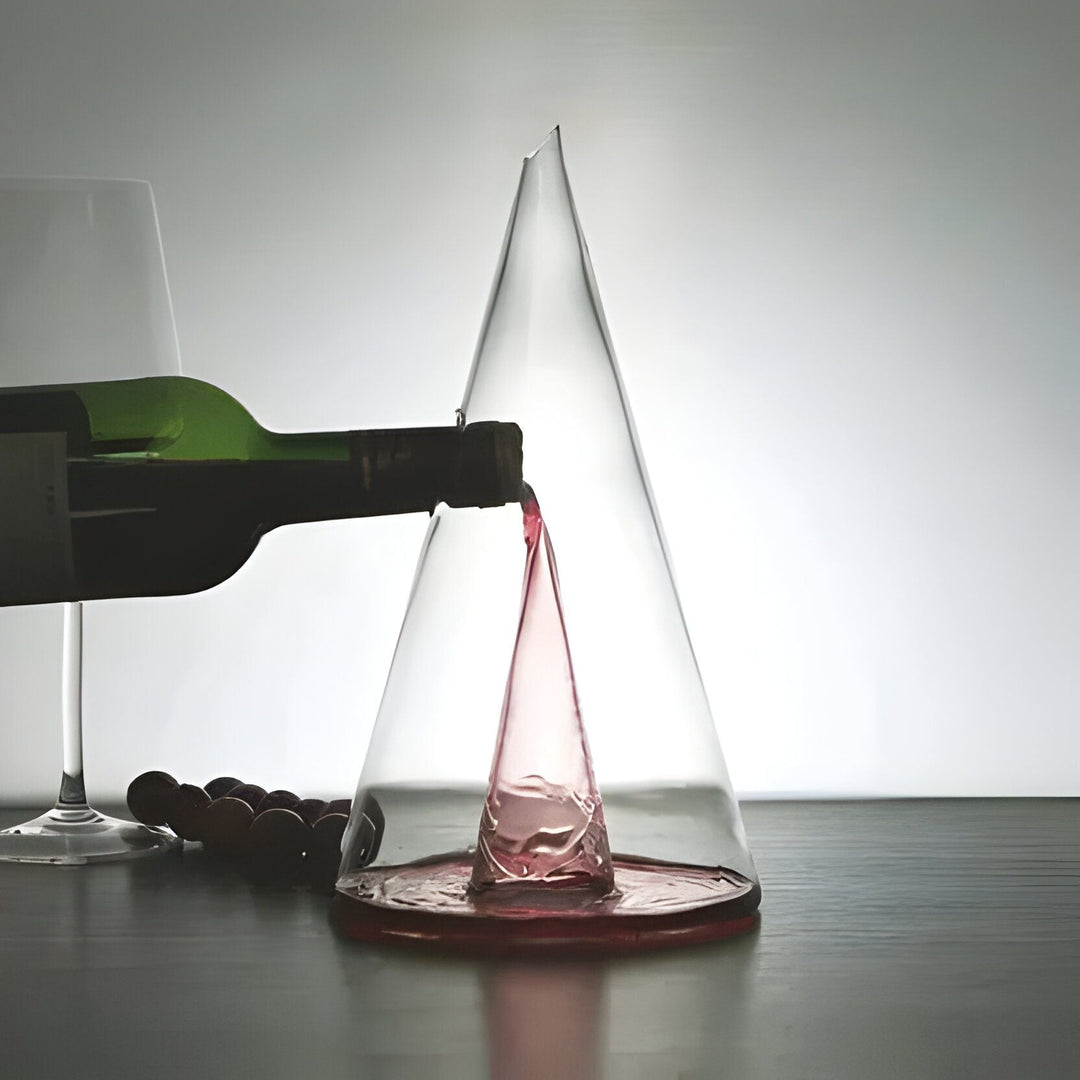 Glass Waterfall Decanter with Double Pyramid Design - Lenila