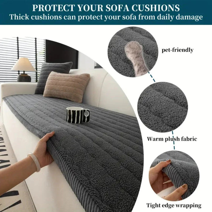 Plush Sofa Cover Thick Textured Fabric