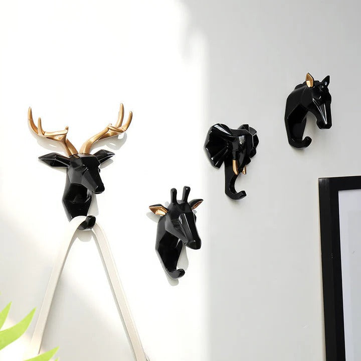 Animal Head Wall Hook Decorative Resin Mount