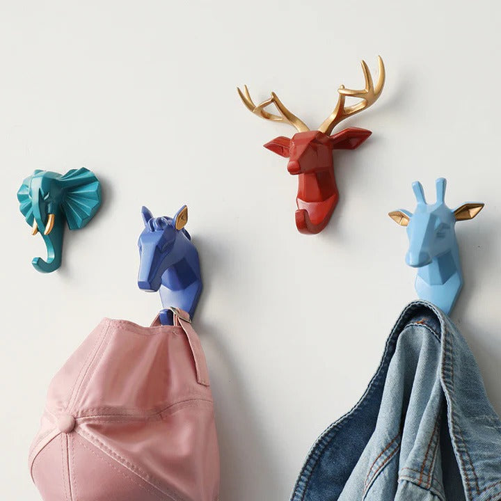 Animal Head Wall Hook Decorative Resin Mount