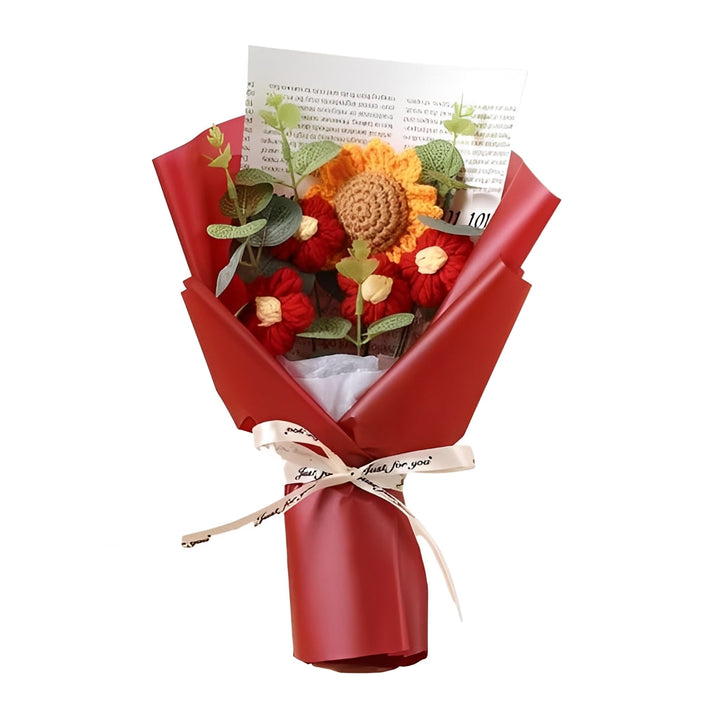 Decorative Knitted Floral Arrangement with Sunflowers and Daisies