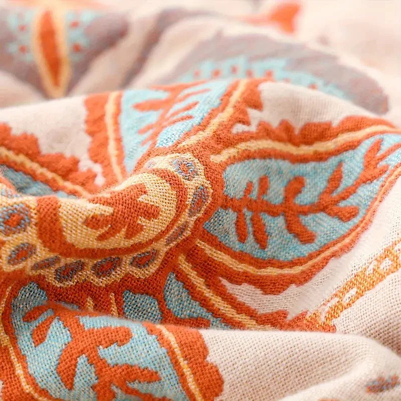 Cotton Blanket with Boho Pattern