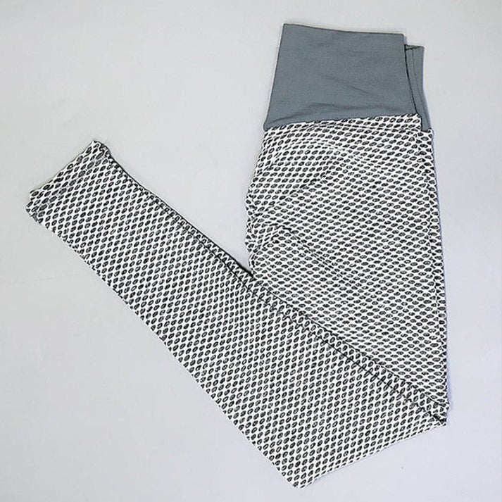 Womens High Waist Gym Leggings Honeycomb Textured Stretch