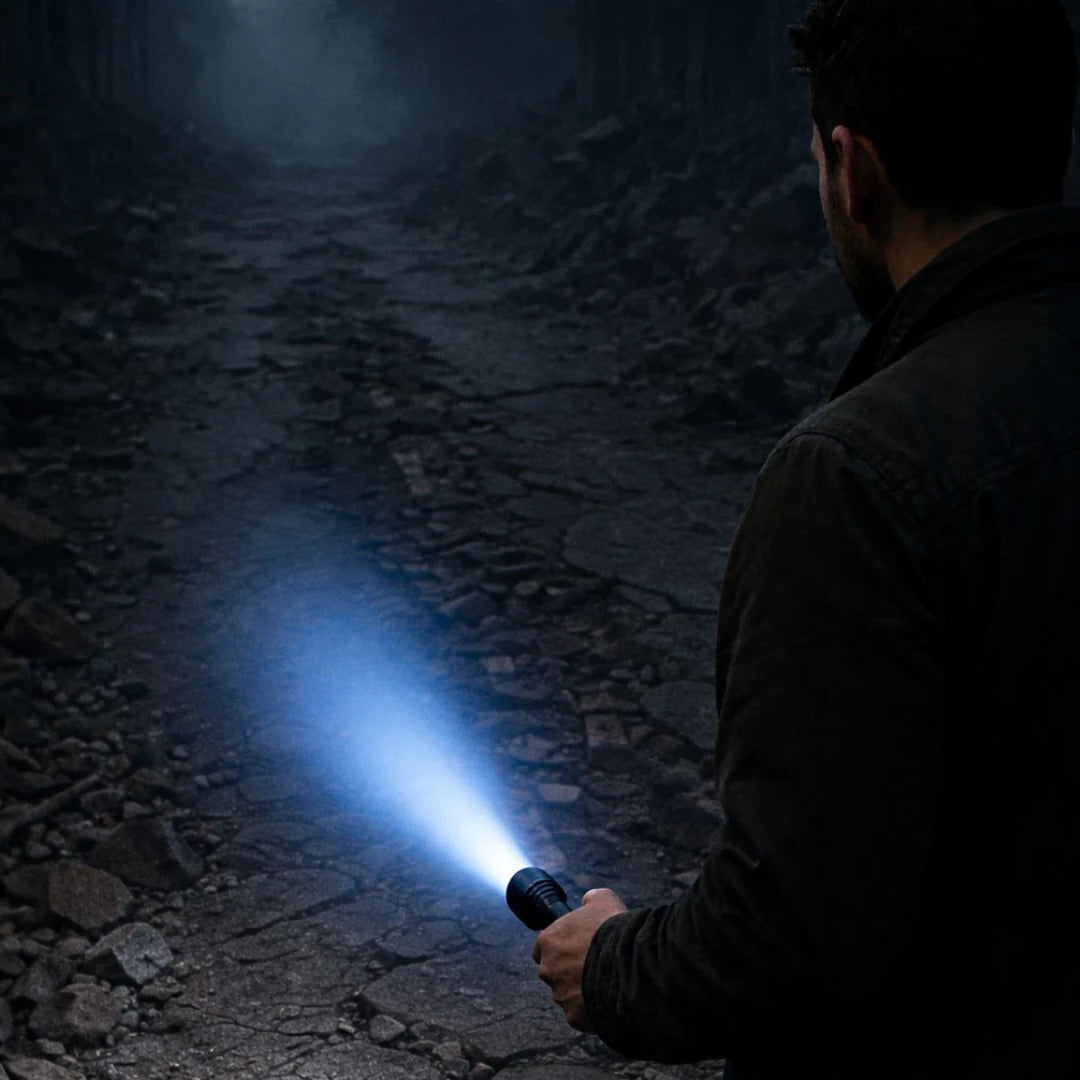 Portable Laser Flashlight Adjustable Focus Outdoor Use