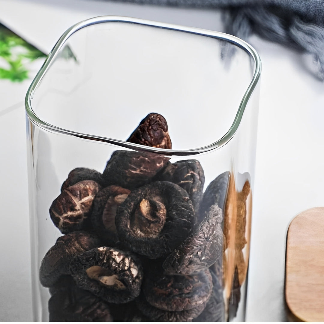 Glass Storage Jar with Bamboo Lid Minimalist Style