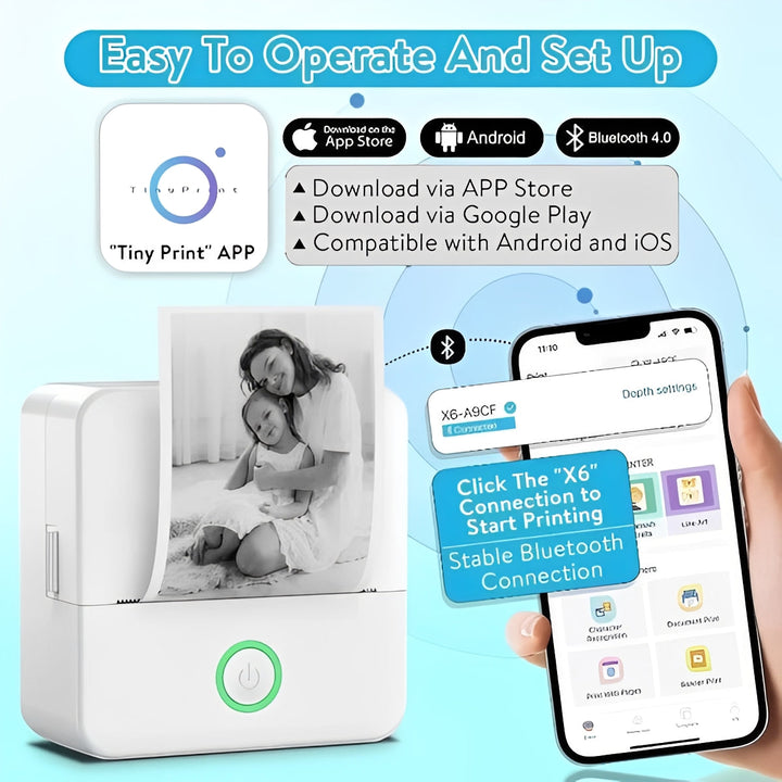 Portable Thermal Sticker Printer with Bluetooth for Photos and Memos