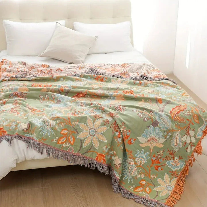 Cotton Blanket with Boho Pattern