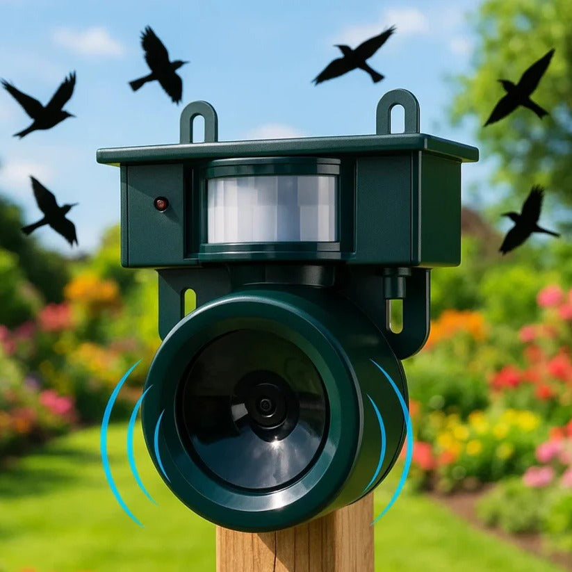 Solar Powered Bird Repeller Motion Sensor Adjustable Sound - Lenila