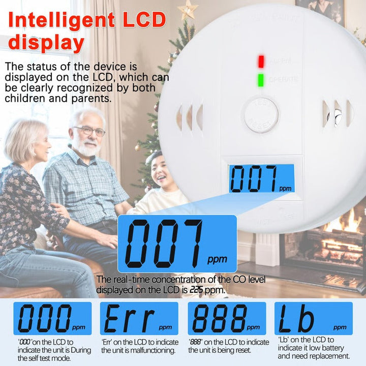 Dual Sensor Carbon Monoxide and Smoke Detection Alarm Battery Operated