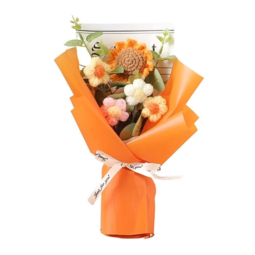 Decorative Knitted Floral Arrangement with Sunflowers and Daisies
