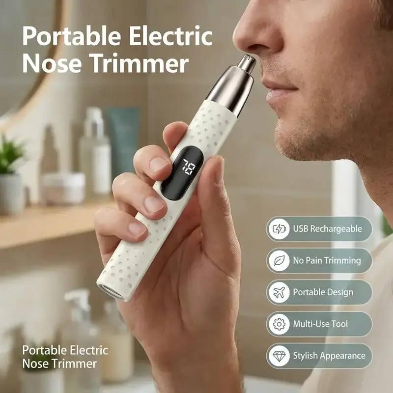 Electric Nose and Ear Hair Trimmer USB Rechargeable Compact