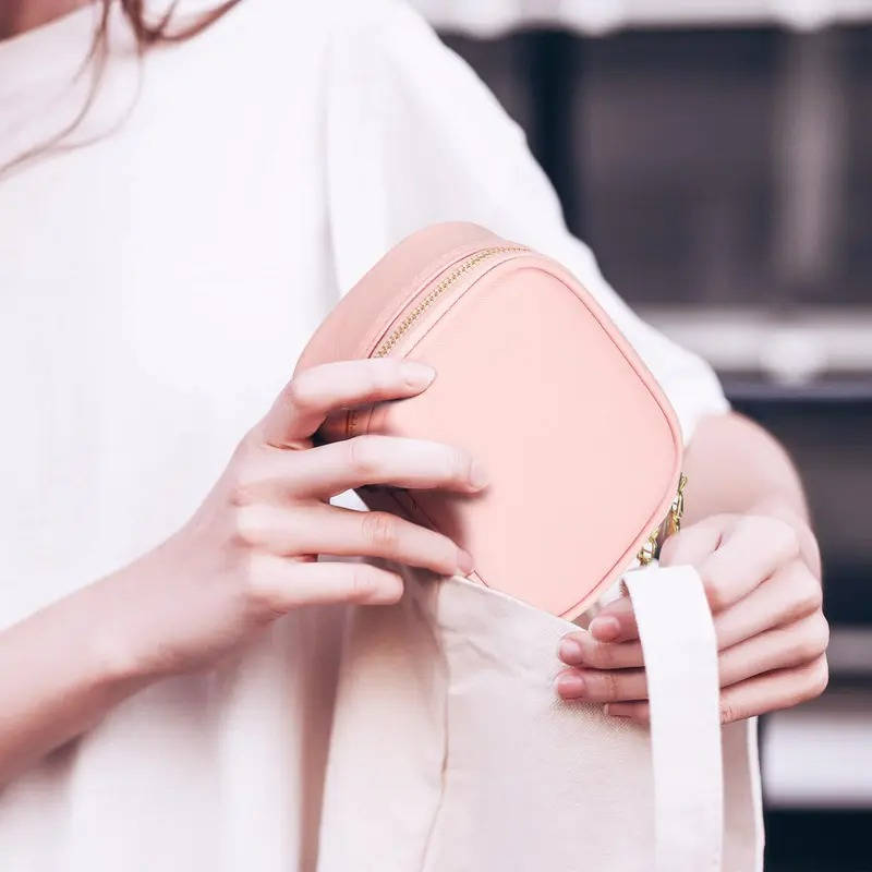 Travel Makeup Bag with Adjustable LED Mirror Portable Organizer
