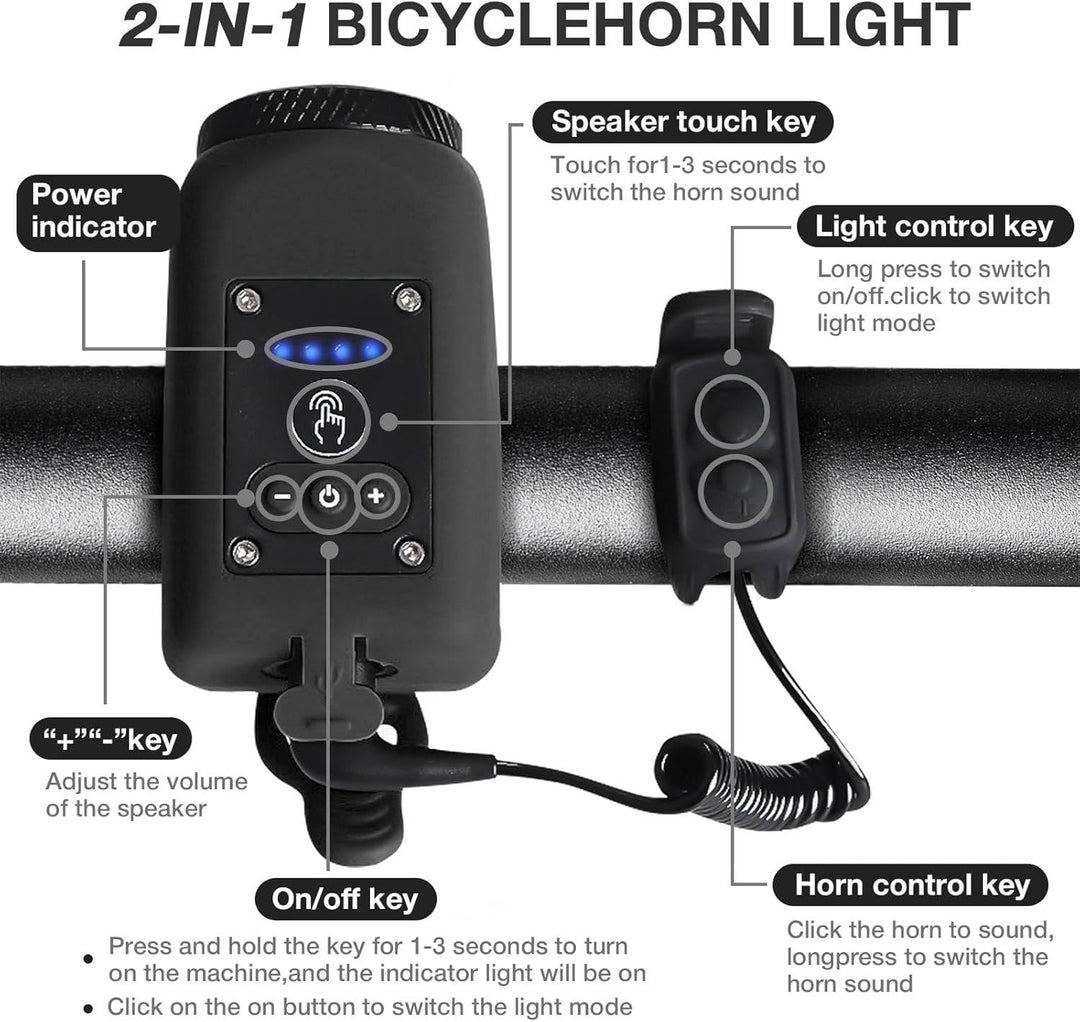 Bicycle Horn with Floodlight Waterproof IPX5