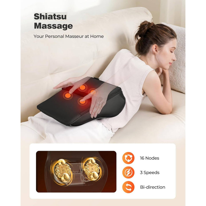 3D Shiatsu Kneading Neck and Back Massager Pillow with Heat