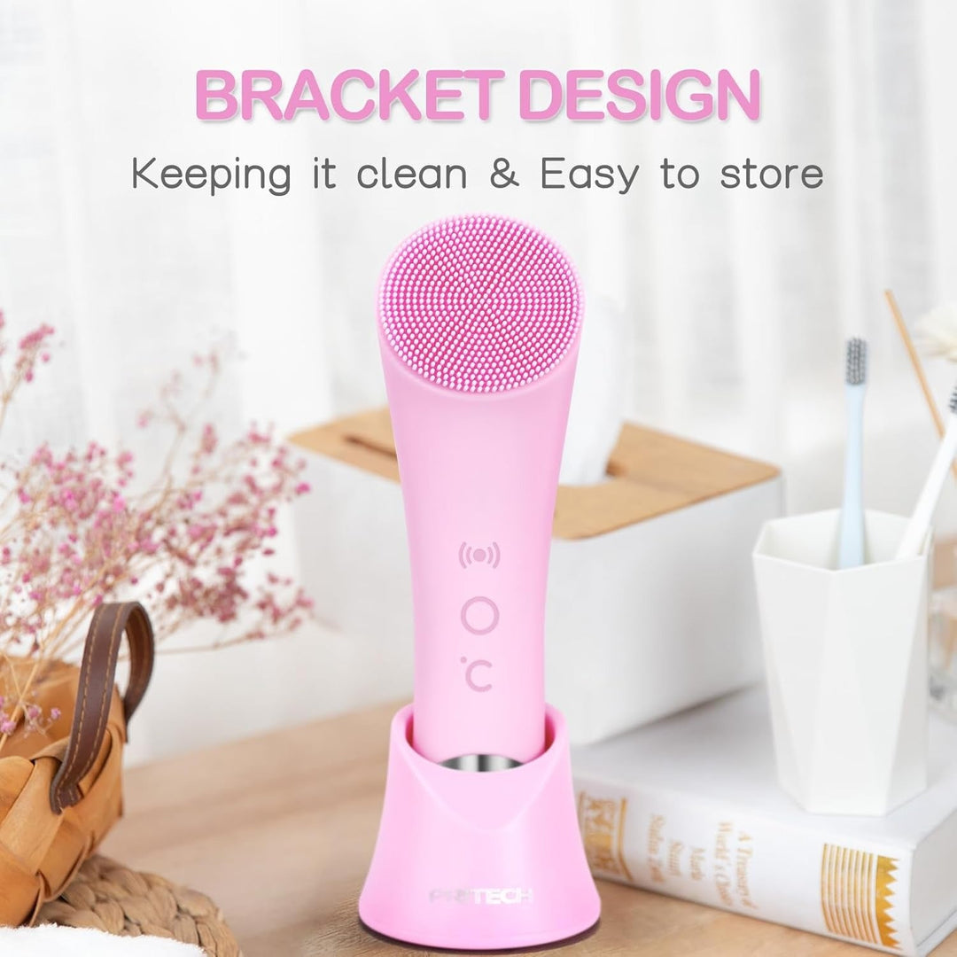 Rechargeable Silicone Facial Cleansing Brush with Heat Massage and