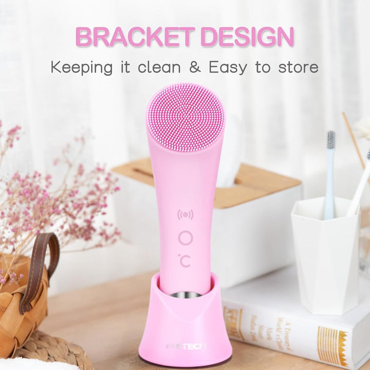 Rechargeable Silicone Facial Cleansing Brush with Heat Massage and