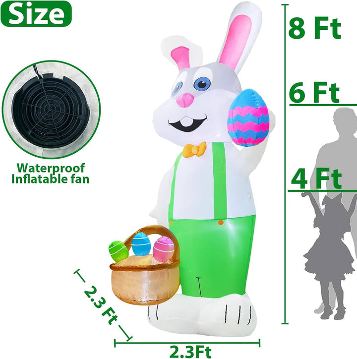 Outdoor Inflatable Easter Bunny Decoration Lighted Blow-Up Rabbit