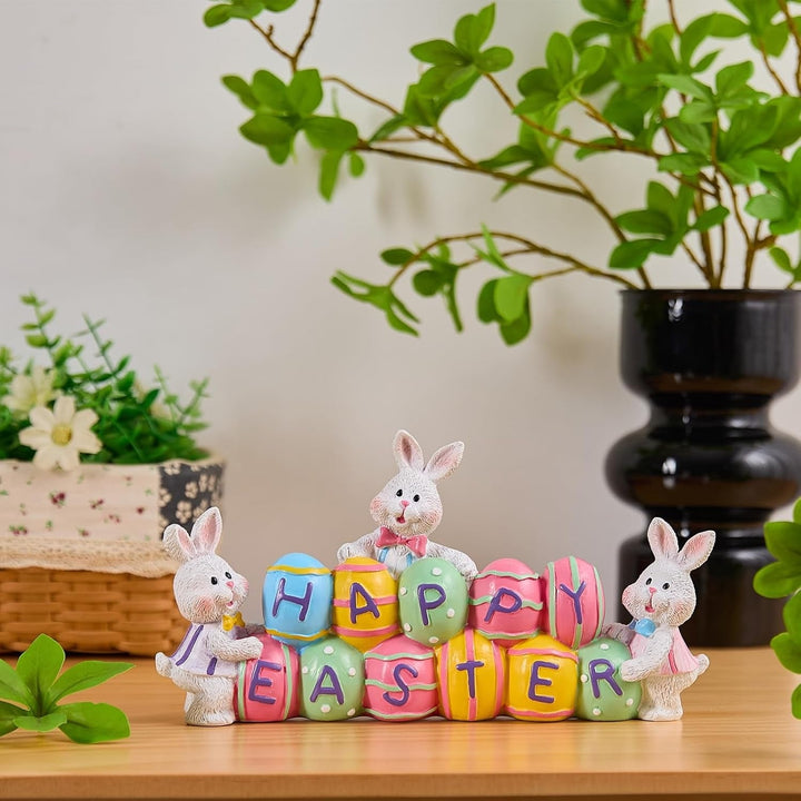 Easter Tabletop Centerpiece Bunny Holding Eggs Decorative