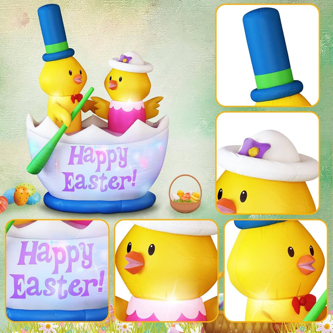 Outdoor Inflatable Easter Decoration with LED Lights Yard Garden Decor