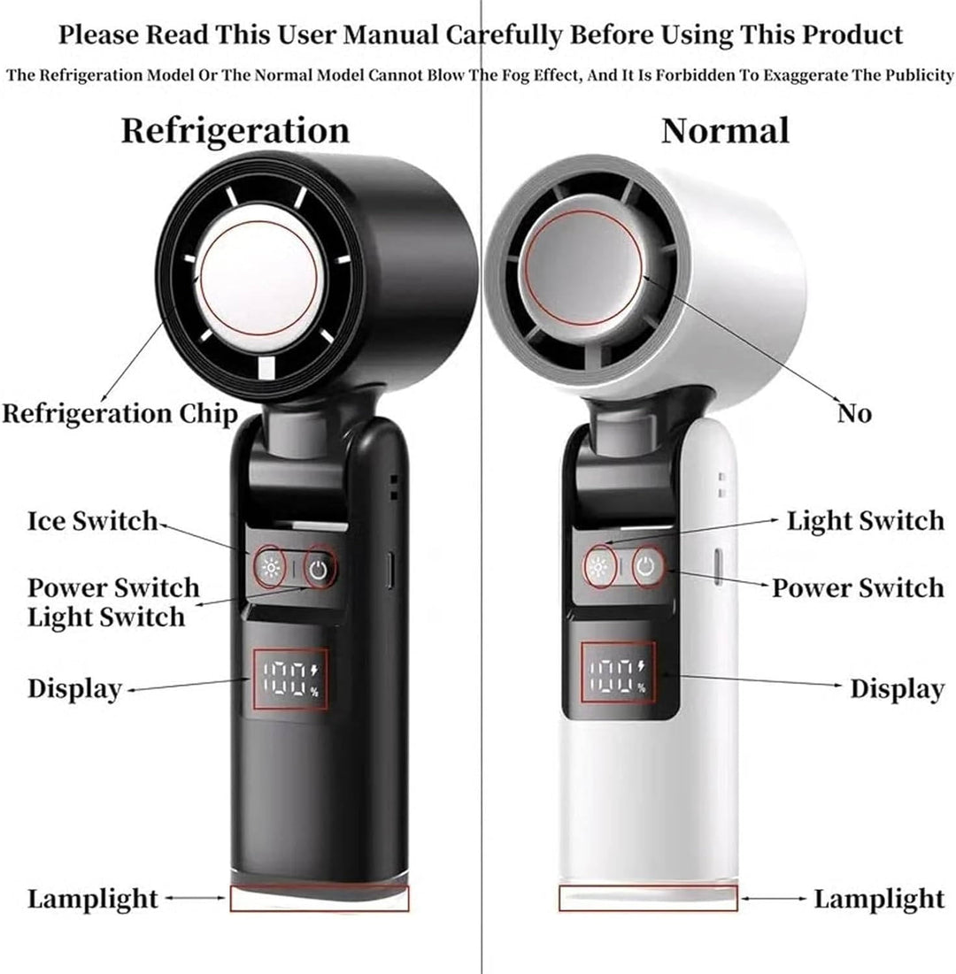 Portable Handheld Fan Rechargeable LED Battery Display Mini Turbo