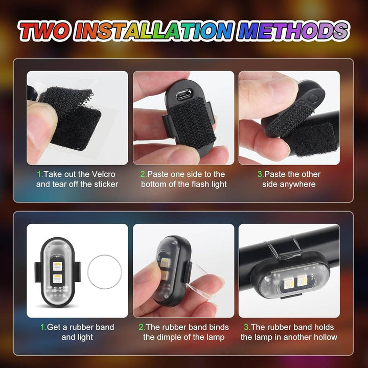 Wireless RGB LED Strobe with Remote Rechargeable Aircraft Style