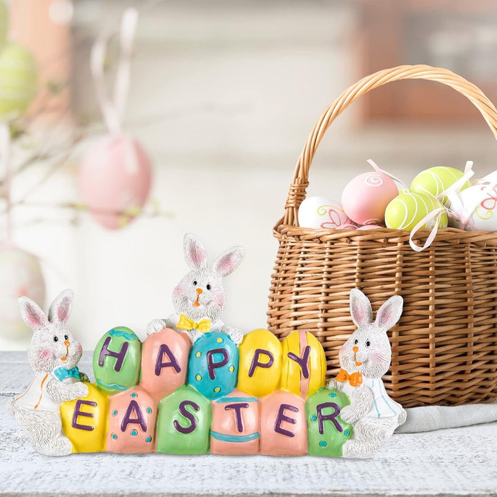 Easter Tabletop Centerpiece Bunny Holding Eggs Decorative