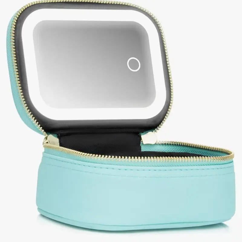 Travel Makeup Bag with Adjustable LED Mirror Portable Organizer