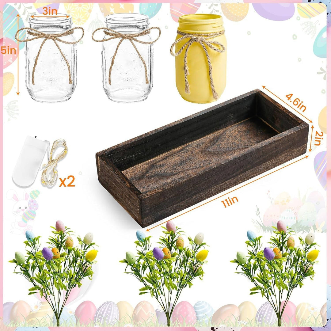 Table Centerpiece with Wood Tray and LED Lights Decorative Runner
