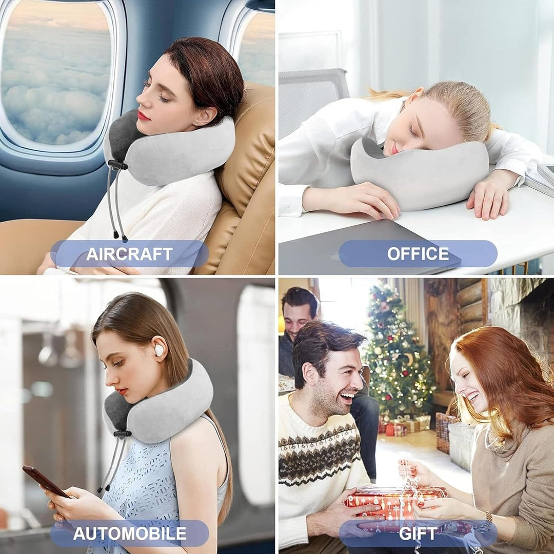Ergonomic Travel Neck Pillow with Massager for Comfort and Relaxation