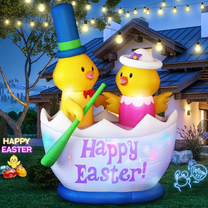 Outdoor Inflatable Easter Decoration with LED Lights Yard Garden Decor