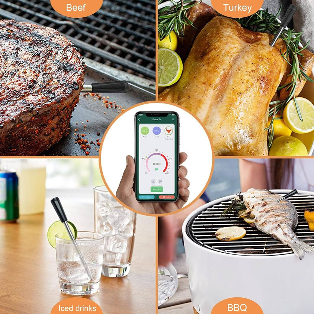 Wireless Bluetooth Meat Thermometer with App Control Waterproof Probe