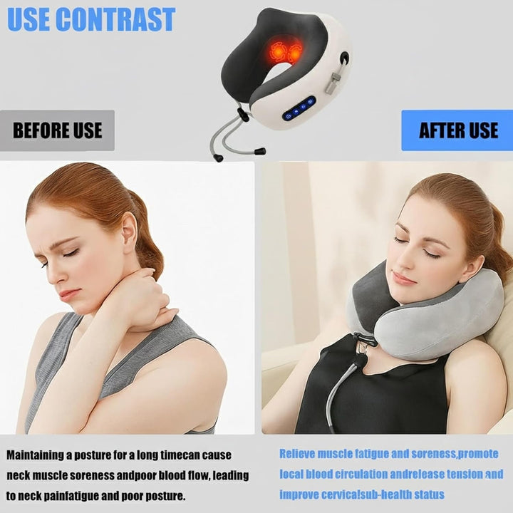 Ergonomic Travel Neck Pillow with Massager for Comfort and Relaxation