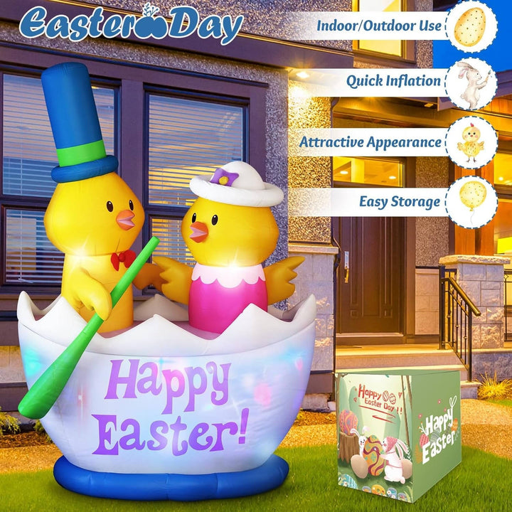 Outdoor Inflatable Easter Decoration with LED Lights Yard Garden Decor