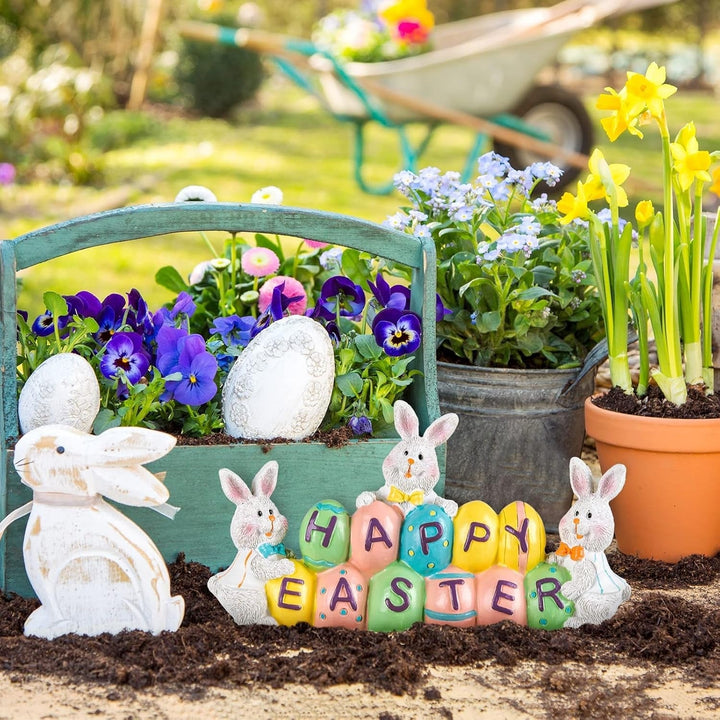 Easter Tabletop Centerpiece Bunny Holding Eggs Decorative