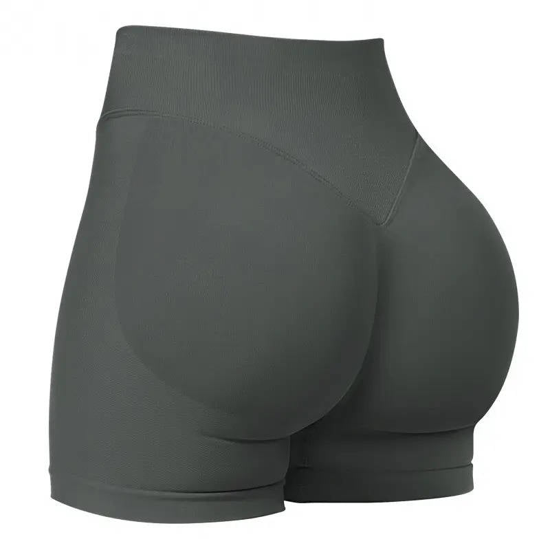 Womens High Waist Seamless Ribbed Activewear Shorts Tummy Control