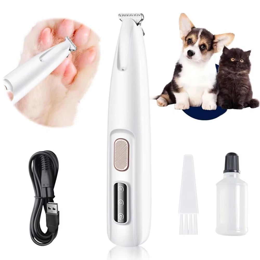 Pet LED Paw Trimmer Waterproof Whisper Quiet USB Charging - Lenila