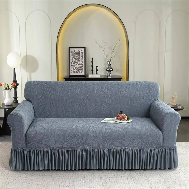 Elastic Sofa Cover Jacquard Fabric Dustproof with Skirt Edge